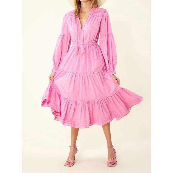 Hale Bob Jessamy Pink Patterned MIDI Dress 31NC6020 PNK main image 0